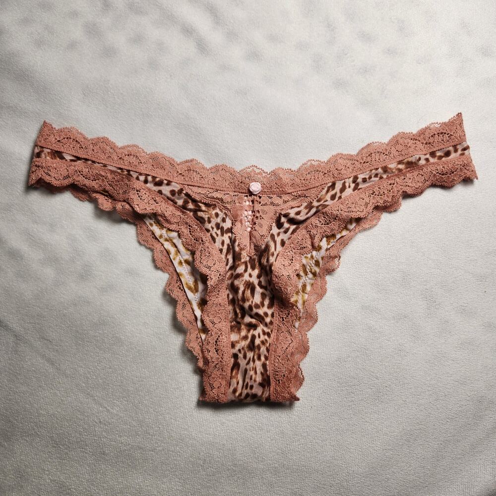 Victoria's Secret High Leg Lace Brazilian Panty - Brown Leopard Cheetah - Small